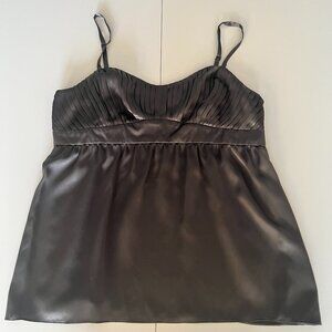 INC Babydoll Top Womens Sz 14 100% Silk Gunmetal Gray Y2K 90s Fairy Whimsigoth